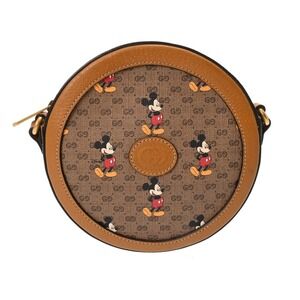 GUCCI Mickey Mouse collaboration brown calfskin shoulder bag